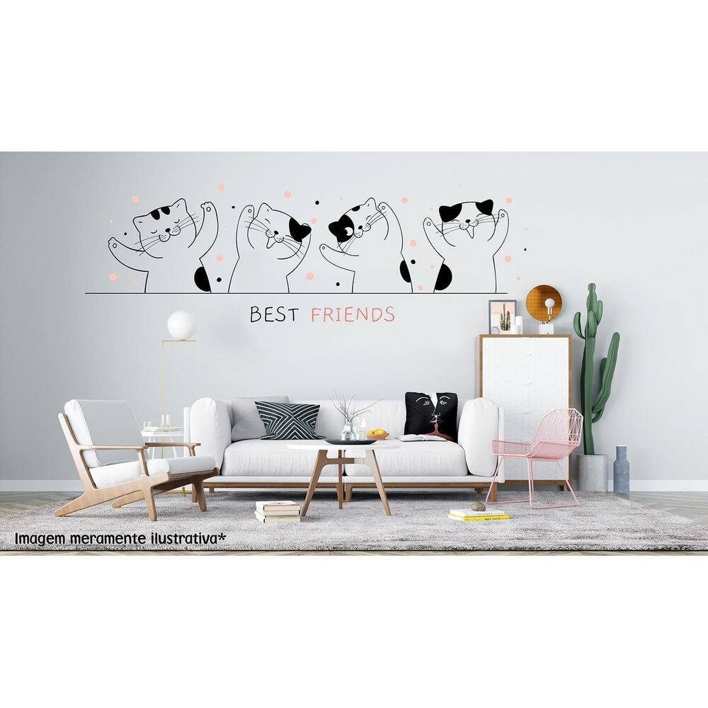 Adesivo De Parede Gato Melhores Amigos