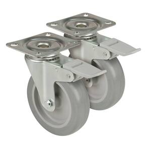 Rodízio Industrial Ø125mm Anti-Risco c/ Freio - Kit 2 Peças