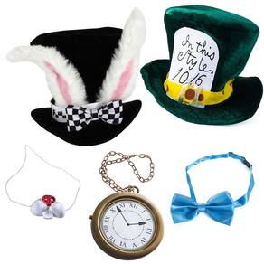 Traje Tigerdoe White Rabbit, Mad Hatter e Cartas de Baralho