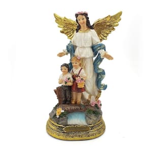 Imagem Anjo Da Guarda Menino E Menina Importado Resina 22 Cm