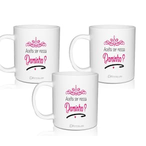 Kit 3 Canecas Brancas Lembrança Personalizada - Para Daminha