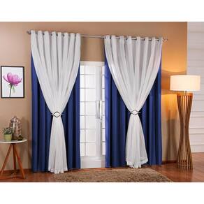 Cortina Blackout 6,00x2,20 - Azul/Branco - 75% Proteção