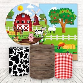 Kit 2 Painéis E Capas 3D Sublimado Fazendinha Fkpc-333