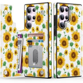 Capa tipo carteira LETO para Samsung Galaxy S25 Ultra 6.8 - Girassóis