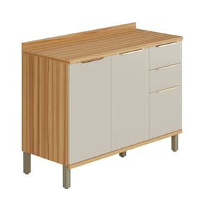 Balcão de Cozinha 120cm com 2 Portas 3 Gavetas e Tampo 100% MDF Noruega Amêndoa/Off White