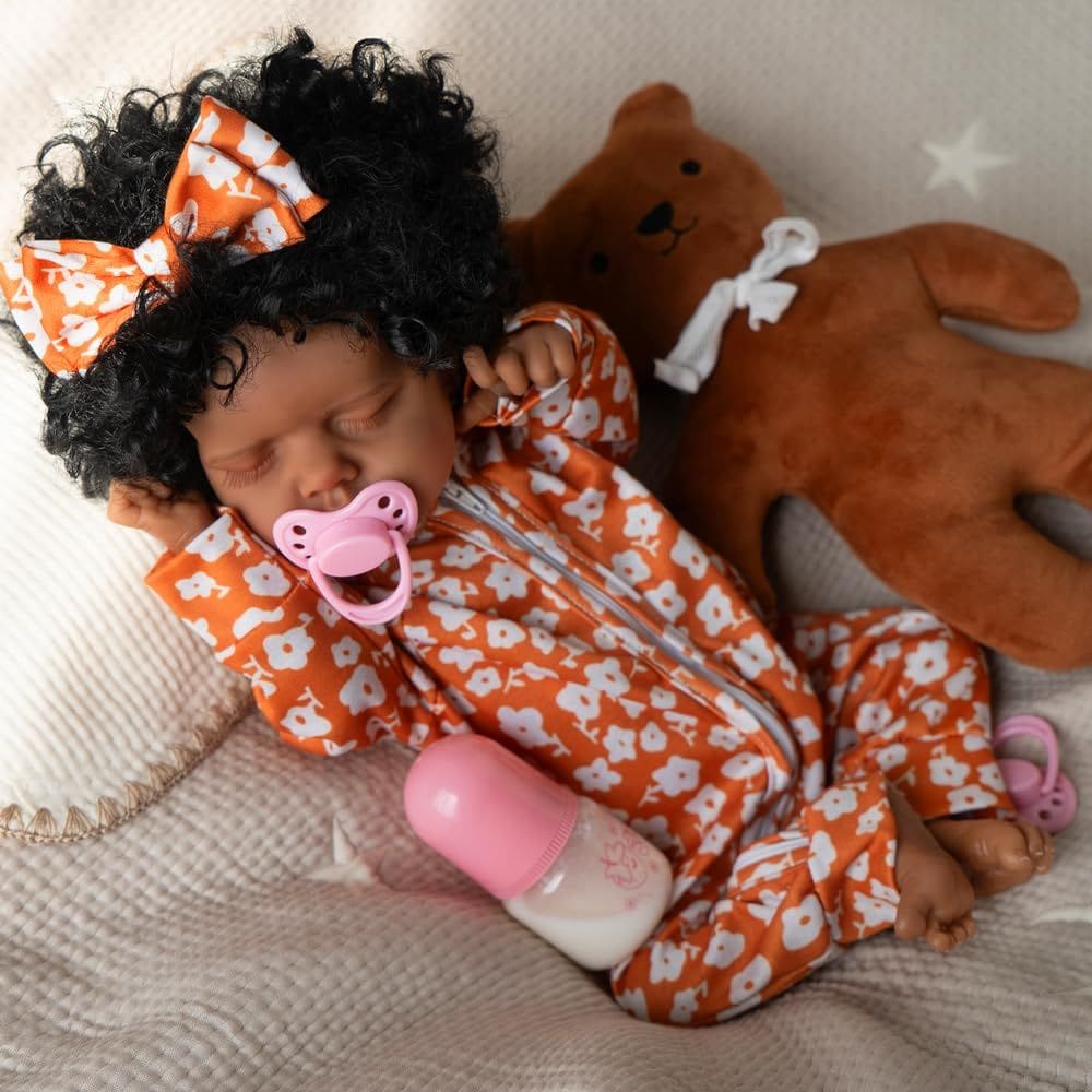 Reborn Baby Doll Jirachi Black Full Body Vinyl 18 polegadas para menina