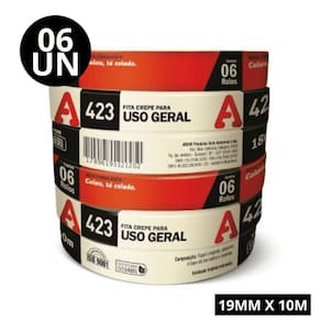 Kit C- 6 Fita Crepe Para Uso Geral Adere - 19mm X 10m
