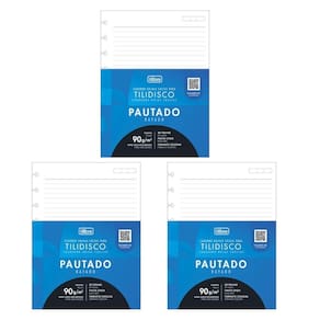 Kit C- 3 Refil Tilidisco Tiliflex 90g-m² Colegial Académie Tilibra - 80 Folhas