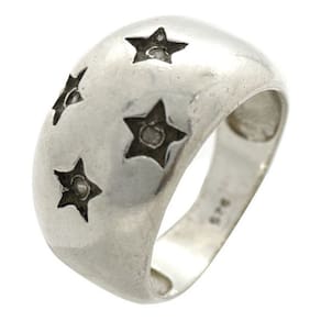 Anel Bombe Estrelas Star Zircônios Brancos Prata 925 J24405