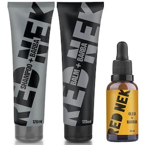 Kit Barba Shampoo + Bálsamo + Óleo Hidratante Para Barba Red Nek