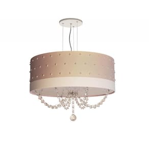 Luminária Pendente Com Pérolas E Cristal 50X15