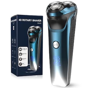 Barbeador rotativo elétrico Supecaty 4D à prova d`água azul