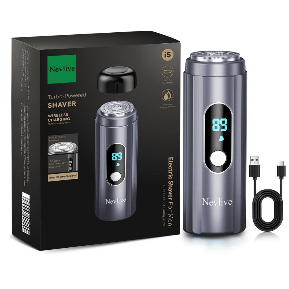 Aparador de depilação facial Nevlive USB-C recarregável cinza