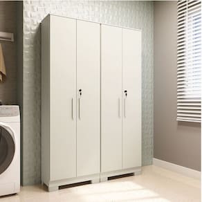 Conjunto de Armário Multiuso 2 Peças 100% Mdf Prisma Espresso Móveis Branco