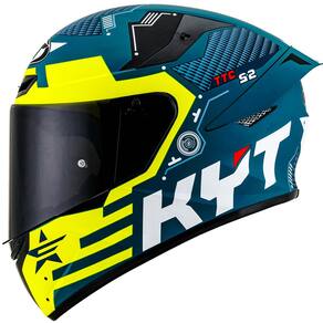 Capacete KYT TT Course Fuselage Azul e Amarelo
