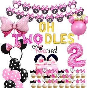 Artigos de festa HEETON Oh Twodles Pink 2nd Birthday Girl