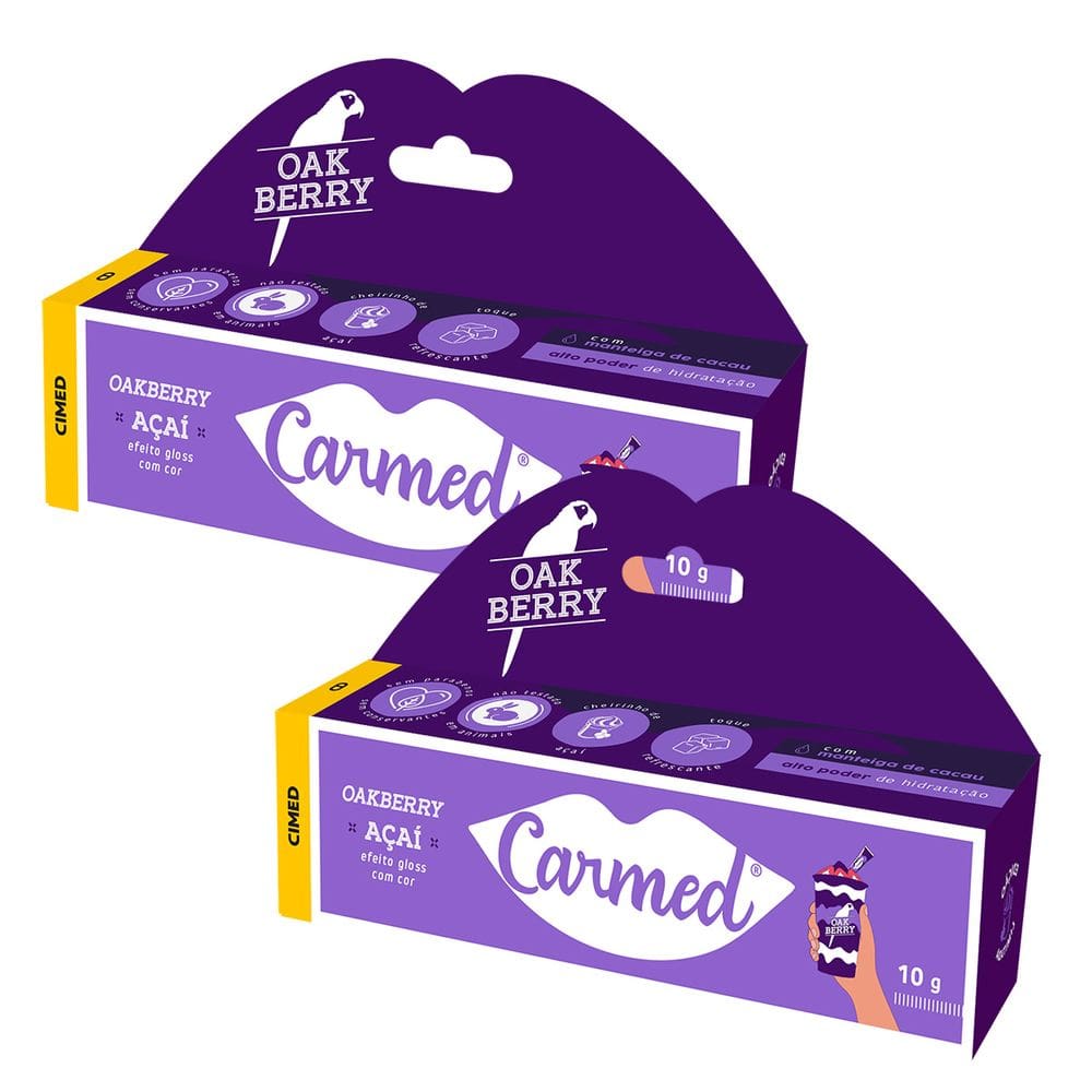 Kit 2 und Hidratante Labial Carmed Açai Oakberry10g