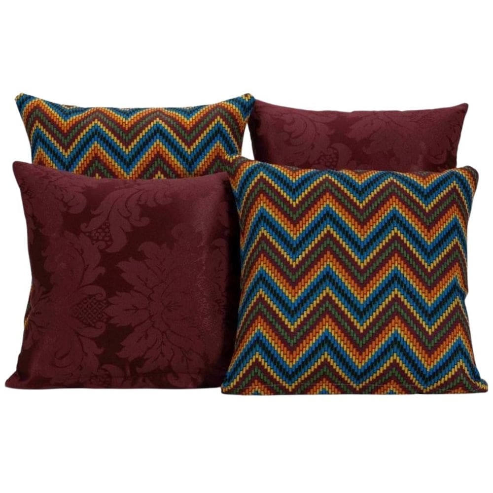 Kit 4 Almofadas Decorativas Para Sofá Estampa Vinho Listrado