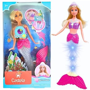 Boneca Princesa Sereia Anlily Com Som Luz Articulada Castela