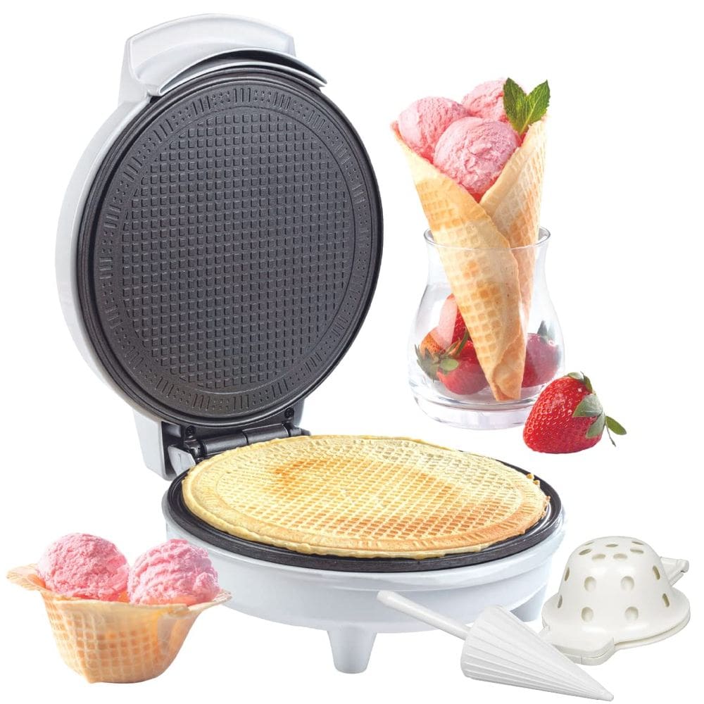 Máquina de fazer cones e tigelas para waffles CucinaPro Electric Antiaderente