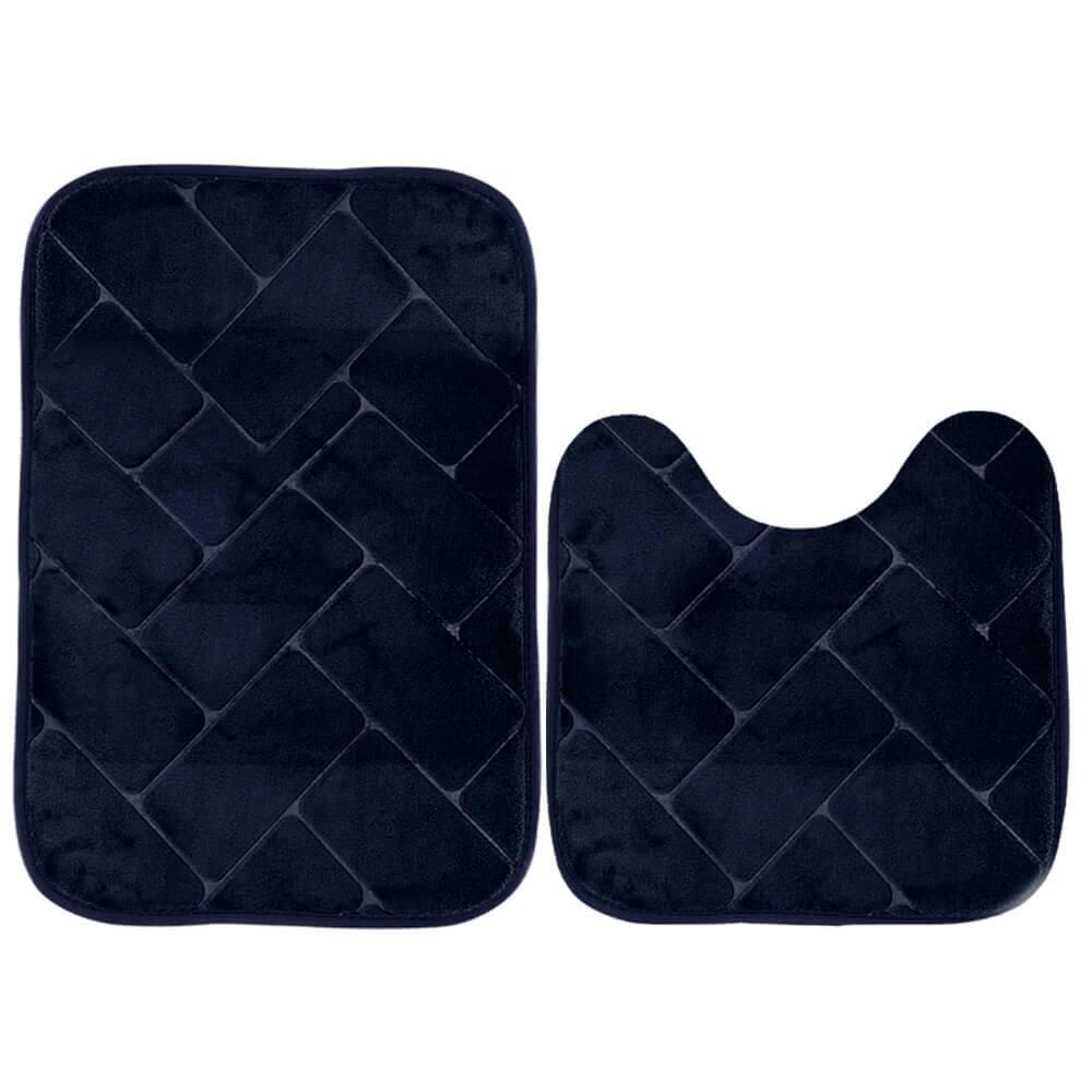 Jogo de Tapete Para Banheiro de Microfibra Antiderrapante Soft Square 2 peças - Rio Home