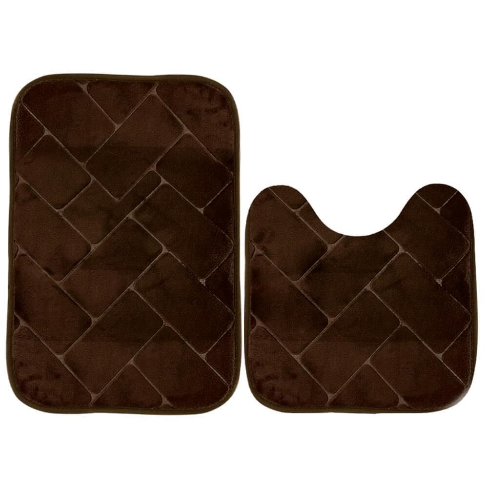 Jogo de Tapete Para Banheiro de Microfibra Antiderrapante Soft Square 2 peças - Rio Home