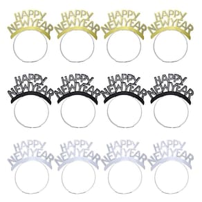 Tiara ORZIZRO HAPPY NEW YEAR, 12 peças para festa de 2024