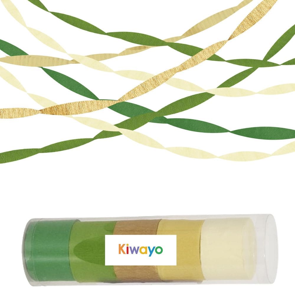 Decorações de festa Kiwayo Paper Streamers Green & Gold x5