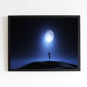 Quadro Fotografia Menina Com Lua 24X18Cm