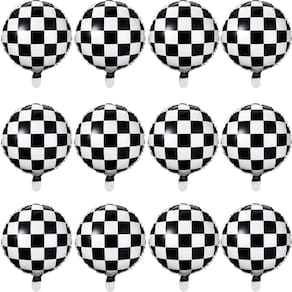 Balão Metalizado Gejoy Checkerboard Preto Branco 45 cm Racing Part