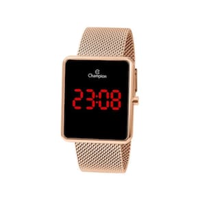 Relógio Feminino Digital Champion Rosé Espelhado CH40080Z
