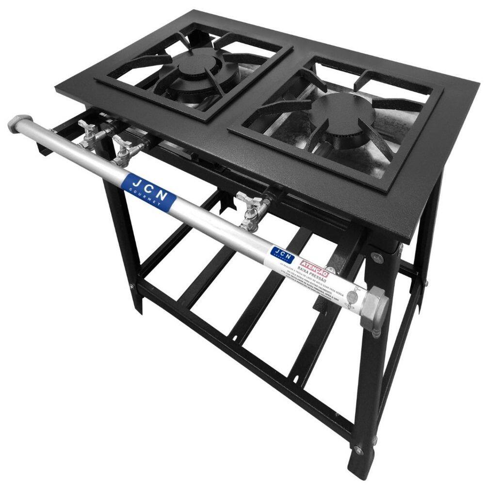 Fogão 2 Bocas Jcn Gourmet Industrial P7 Baixa Pressão Preto