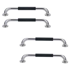 Barra de Apoio 60cm Inox Kit 4 unidades Suporte Antiderrapante Idoso Banheiro Box Cadeirante Gestante Criança Casa Segurança
