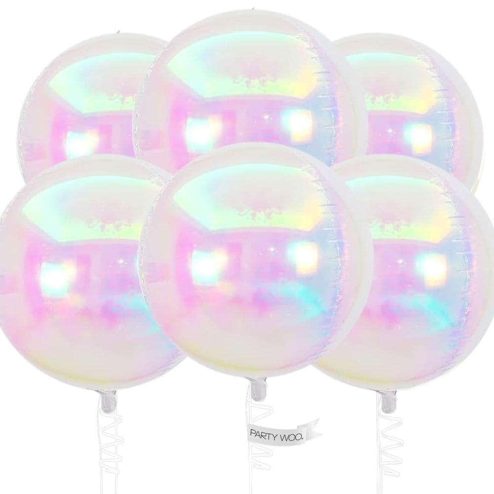 Balões metalizados PartyWoo Iridescent 4D redondos 22 polegadas, 6 unidades