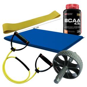 Kit Roda + Colchonete + Rubber Band + Extensor + Bcaa