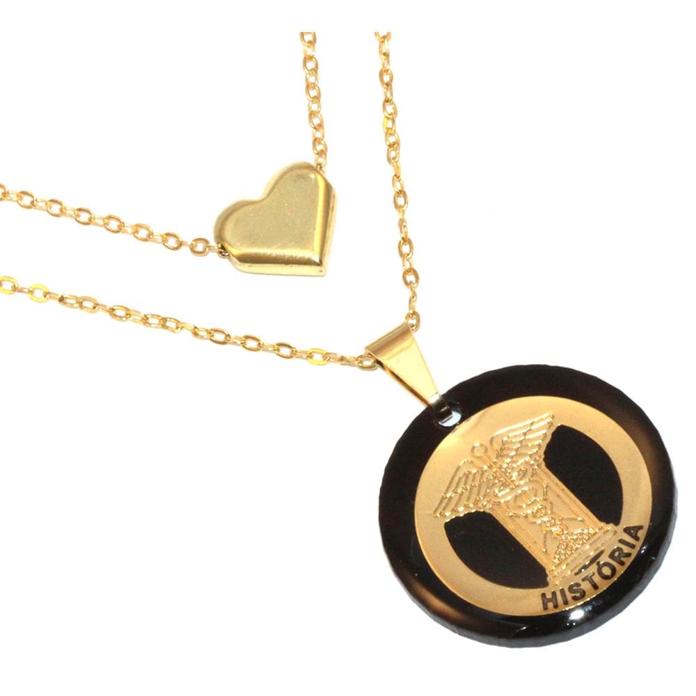 Colar Duplo Minha Profissão História Folheado Ouro 18k