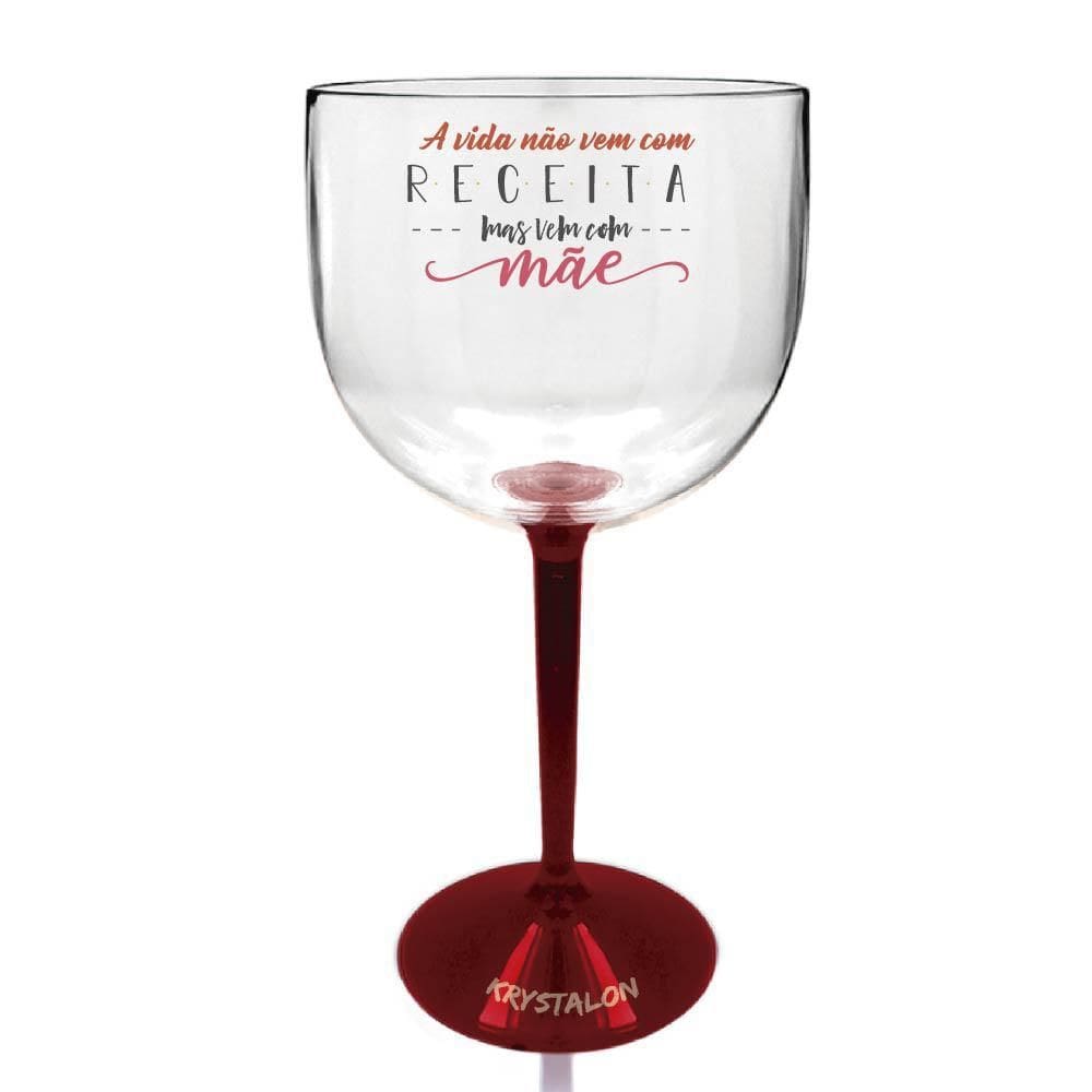Taça Gin Bicolor KrystalON 550ml Transparente/Vermelha