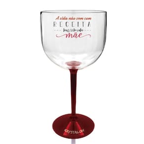 Taça Gin Bicolor KrystalON 550ml Transparente/Vermelha