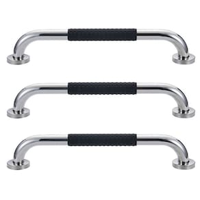 Barra de Apoio 30cm Inox Suporte Antiderrapante Kit 3 unidades Idoso Deficiente Segurança Banheiro Box Acessibilidade Segurança