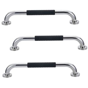 Barra de Apoio 30cm Inox Superficie Antiderrapante Kit 3 unidades Idoso Gestante Cadeirante Criança Banheiro Box Casa Acessibilidade