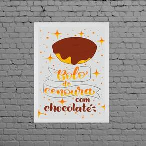Quadro Bolo De Cenoura Com Chocolate 45X34Cm Moldura Branca