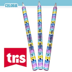 03 Un. Lápis De Cor Jumbo Rainbow Mina Colorida Pastel Tris
