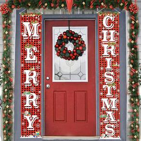 Banner de Natal pendurado na varanda Fecedy MERRY CHRISTMAS