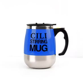 Caneca Misturadora Automática Stirring Mug 400ml Copo Elétrico Mixer Magnético - Azul Escuro