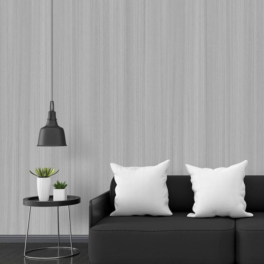 Kit 8 Rolos Papel De Parede Adesivo Madeira Cinza 3,0M