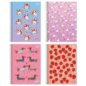 Kit C- 4 Caderno Universitário Spice Feminino Tilibra Capa Dura Espiral - 1m 80fls