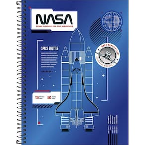 Caderno Universitário Nasa Tilibra Capa Dura Espiral - 10 Matérias 160 Folhas Fundo Azul Nave
