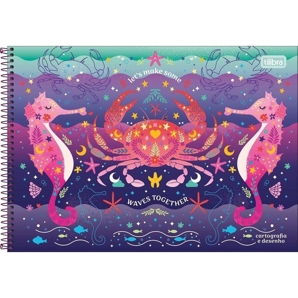 Caderno De Desenho Bubble Tilibra Capa Dura Espiral - 80 Folhas Lets Make Some