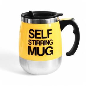 Caneca Misturadora Automática Stirring Mug 400ml Copo Elétrico Mixer Magnético - Amarelo