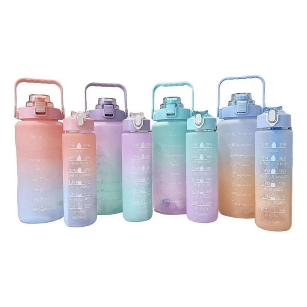 Garrafas Kit 1L + 2L Com Frases Motivacionais Degradê